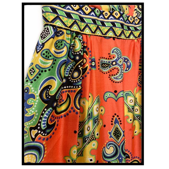 Vintage 1960’s Orange & Yellow Maxi Dress Large - Picture 4 of 4